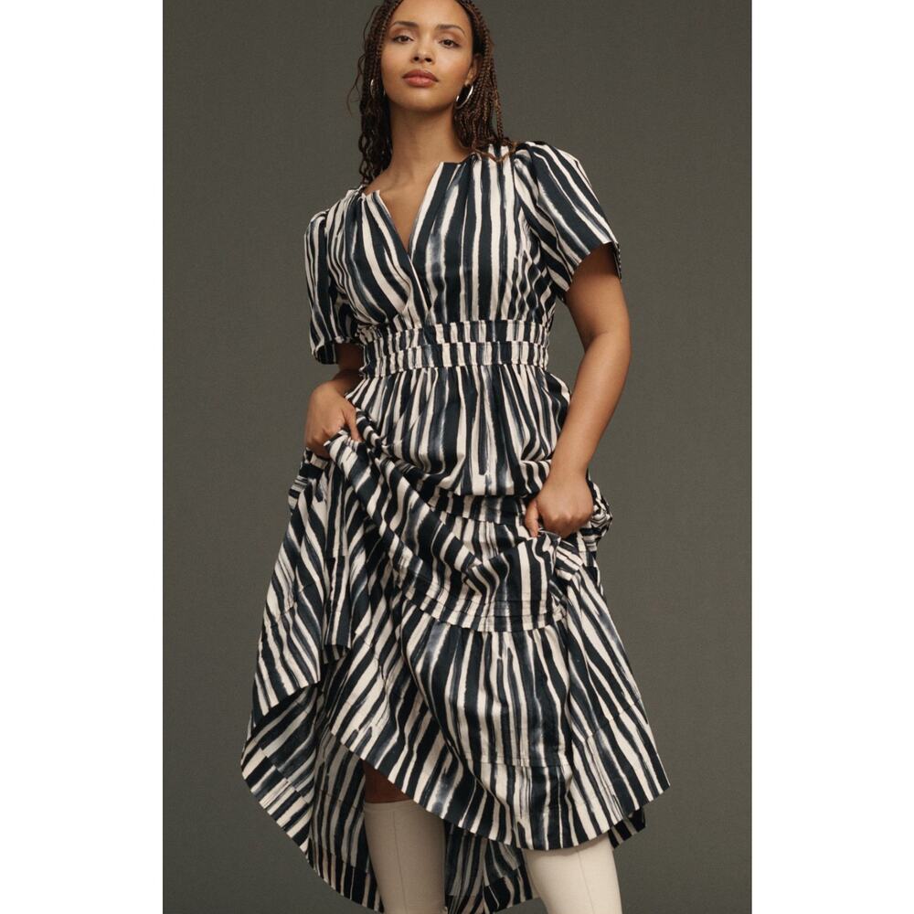 Anthropologie Striped Black and White Maxi Dress